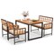 Outdoor Patio Dining Set Acacia Wood 4 Piece Table Loveseat 2 Armchairs Cushion Set